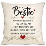 Bestie Gift Best Friend Hug Cushion Cover for Women Girls I Love You Reminder Gift for Friends Friendship Gift for Women Birthday Gift Graduation Gift (BESTIE)