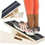 Slant Board Calf Stretcher - Adjustable Incline Board for Achilles Stretcher, Non Slip Calf Stretch Board Includes Spiky Massage Ball for Foot Health and Stretch Resistance Tube for Plantar Fasciitis