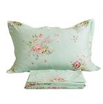 FADFAY Green Floral Bed Sheet Set Cotton Sheets 4-Piece California King Size