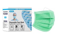DALUCI Nonwoven Fabric 3 Layer Disposable Surgical Face Mask With Nose Clip (Parrot Green, Without Valve, Pack Of 100)