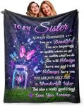 Sister Gifts from Sister, Sister Birthday Gifts Blanket from Sister, Christmas/Birthday/Graduation Gifts for Sister Personalized Soft Blanket 60 x 50 in