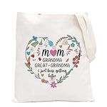 POFULL Grandma Gift Mom Great-Grandma I Just Keep Getting Better Tote Bag Mother's Day Gifts for Grandma (Great-Grandma Tote Bag)