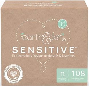 Earth & Eden Sensitive | Eco-Conscious & Hypoallergenic Diapers | Size Newborn | 108 Count