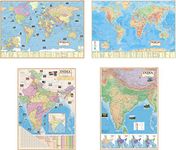 India & World Map (Both Political & Physical) - LAMINATED | Size - 70×100 cm | Use For Preparation Of UPSC, SSC, IES, etc Exams.