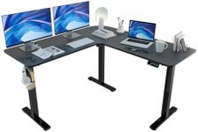 ERGOMAKER Corner Electric Standing Desk, 129 * 50cm Height Adjustable Stand up L-Shaped Desk, Stand up Desk with Splice Board, Sit Stand Desk with Memory Smart Handset(Black Frame + Black Desktop)