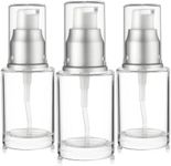 VitalUp 1 Oz 30ml Refillable Luxury Clear Glass Lotion Travel Pump Bottle with Silver Cap for Cosmetics, Lotion, Body Cream, Sanitizers, Cream, Foundation (Pack of 3)