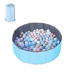 Queiting Baby Ball Pit, 80X24cm Folding Kids Ball Pit Comfortable Children Ocean Ball Pool with Storage Bag Indoor Outdoor for Toddler Boys Girls Outdoor Playhouse (Blue)