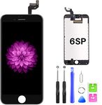 Compatible with iPhone 6s Plus Screen Replacement Black, LCD Display 3D Touch Screen Digitizer Replacement Frame Cell Assembly Set with Free Repair Tools(5.5")