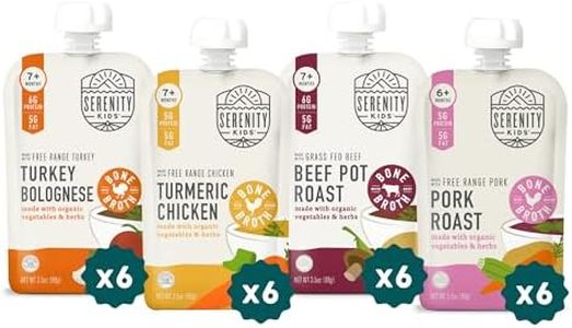 Serenity Kids 7+ Months Bone Broth Baby Food Pouches - Organic Veggies & Meat Blends for Toddler Food - High-Protein Savory Puree for Toddler Meals - No Added Sugar Baby Snacks - 3.5 Oz, 24 Pack