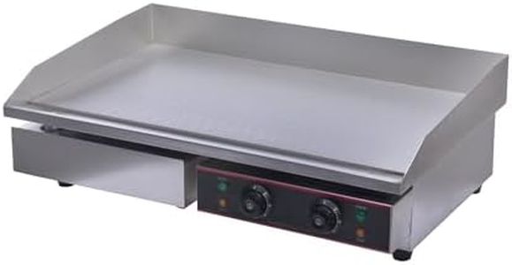 Chef-Hub Commercial Double Sided Counter Top Electric Stainless Steel Griddle/Flat Hotplate/Barbeque Griddle/Kitchen Grill/Fried Pans - 4.4Kw Ideal for Eggs, Bacon, and Sausages Etc.