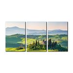 Pacimo 3 Pieces Framed Wall Art Decorations Beautiful Spring Landscape in Tuscany Painting Print on Canvas Italy Natural Scenery Wall Art for Home Office Decor Modern Artwork Ready to Hang - 16"x24"x3