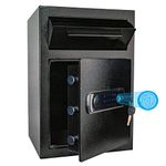 2.5 Cub Security Business Biometric Fingerprint Safe Box with Digital Touch Screen Keypad,Drop Slot Safes with Front Load Drop Box for Money and Mail,Business