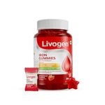 Livogen Iron Gummies for Women, Kids & Adults | Maintains Haemoglobin, Iron Helps Reduce Tiredness & Support Healthy Hair | 100% Vegetarian, Tasty Strawberry Flavour | 30 Gummies