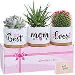 TuDou Gifts for Mum, Mothers Day Birthday Gifts for Mummy from Daughter Son Kids Baby, Unique Best Mum Ever Ceramic Succulent Plant Pots Indoor & Outdoor Planter Gifts for Any Occasion