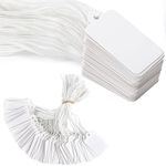 G2PLUS 500PCS Mini Strung Price Tags, White String Pricemarker Labels, 25x 45mm Tie on Paper Tags, Jewelry Marking Tags - Blank Gift Marking Labels with String for Jewelry Clothing Display