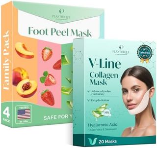 PLANTIFIQUE Foot Peeling Mask 4 Pack and V-Line Collagen Mask for face 20 PCS