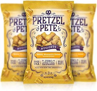 Pretzel Pete Honey Mustard & Onion Seasoned Pretzel Nuggets, Non-GMO, Small Batch, Bold Flavor, 9.5oz (3 Pack)