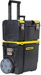 STANLEY 3 in 1 Rolling Work Centre Toolbox with Pull Handle, Detachable Toolbox with Portable Tote Tray, 1-70-326, Black