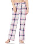 Amazon Essentials Women's Lightweight Flannel Pajama Pant, White/Pink Plaid, Medium