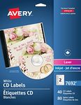 AVERY CD Labels for Laser & Ink Jet Printers, White, Round, 40 Disc Labels and 80 Spine Labels, Permanent (7692) Made in Canada