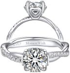 MomentWish Custom Promise Ring, Moissanite 1Carat Engagement Rings for Her S925 Sterling Silver Ring, Simulated Diamond Petite Twisted Vine Rings-Size6