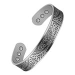 Feraco Copper Magnetic Bracelets for Men Women,Tree of Life Pattern Solid Copper Magentic Bracelet,99.99% Pure Copper Cuff Bangle with Jewelry Gift Box (Silver, L)