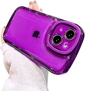 Ownest Compatible with iPhone 14 Case with Clear Kickstand Creative Protective Design Case with Camera Holder for TPU Slim Shockproof Cool Phone Case for iPhone 14-Purple