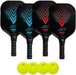 Franklin Sports - Aluminum Pickleball Paddle 4 Player Paddle and Ball Set- USA Pickleball (USAPA) Approved,Red/Blue