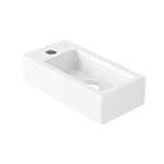 Eridanus Bathroom Cloakroom Basin Sink, Wall Hung Space Saving Rectangular White Ceramic Basin Tap on Left for Vanity Cabinet, Toilet, Modern Counter Top Vessel Small Size (Basin Only)