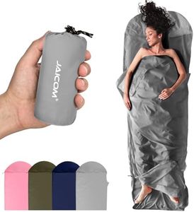 JAICOM Ultralight Sleeping Bag Liner - 5.3 oz Washable Adult Sleep Sack & Travel Sheets, Self Tan Sleep Sack with Two-Way-Zipper, for Backpacking, Hotel, Camping, Travel