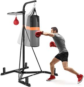 Goplus Punching Bag with Stand for Adults, Free-Standing Heavy Bag Stand with Height Adjustable Speed Bag for Boxing, Sandbag Rack Bracket Station for Home Gym Workout Fitness, Holds up to 220LBS