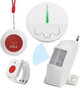 Motion Sensor Bed Alarm Caregiver Pager Indoor Alarm Room with Wireless Motion Fall Prevention for Elderly Monitoring Seniors Dementia Patients Seniors Home Door Chime (SJ PR1+CPM+SW+HG1-1+1+1+1)