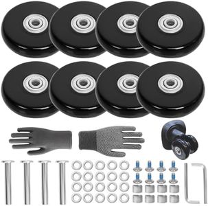Luggage Suitcase Replacement Wheels 1.97" Diameter 8 Pcs 0.55" Thickness with Ball Bearings Wear-Resistant Mute Rubber Swivel Caster Repair Kits for Luggage Bags Trolley Case
