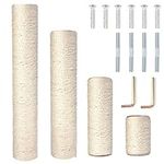 Pinkgarden Natural Sisal Replacement Cat Scratching Post, 4 Pieces M8 Cat Scratch Post Refill Pole Parts for Refurbishment, White, Include Screws (40+30+20+10CM)