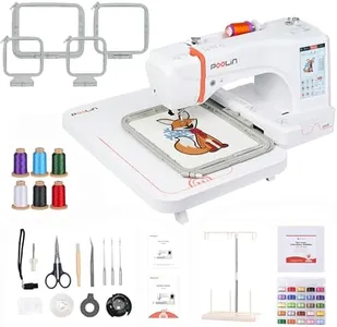 POOLIN EOC06 Embroidery Machine 7.9x11 Inch Large Hoop for Beginners,Computerized 7 Inch Touchscreen,Machine Embroidery Gifts,Includes Hoops,Thread,USB,Stabilizer,Bobbins, Home Embroidery Machine