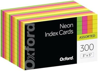 Oxford Neon Index Cards, 3" x 5", Ruled, Assorted Colors, 300 Per Pack (81300EE)