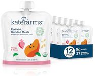 KATE FARMS Organic Pediatric Blended Meal, Mango and Strawberry, 8g protein, organic whole foods, oral or tube feed nutrition, Gluten Free, Non-GMO, 8.45 oz (12 Pack)