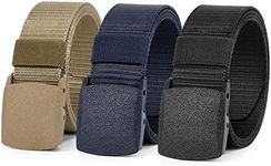 WERFORU Nylon Belt for Men 3 Pack Military Tactical Belt Canvas Outdoor Web Belt with Plastic Buckle