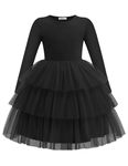 Arshiner Toddler Tutu Dress Little Girls Long Sleeve Fall Dresses Casual Party Tulle Sundress for Kids Black