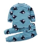 Bold N Elegant Kid's Cartoon Print Cotton Full Sleeve T-Shirt & Pajama Lower Casual Clothing Set for Infant Toddler Baby Boy Girl (0-6 Months, Blue)