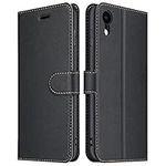 ELESNOW Case Compatible with iPhone XR, High-grade Leather Flip Wallet Phone Case Cover for iPhone XR (Black)