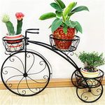 FUFU HANDICRAFT Cycle Planter Stand For 3Cart Planter Stand Tricycle Plant Holder Use Flower Pot Holder Stands Shelf Rack Wrought Iron Planter Shelves For Patio Living Room Garden Balcony(Black)