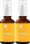TUMERI Turmeric Vitamin C Serum for Face 1 Fl oz – Facial Skin Care Vitamin C and Turmeric Serum for Dark Spots – Anti Aging Skin Brightening Serum - Pack of 2