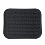 Silicone Dish Drying Mat for Multiple Usage,Easy Clean,Eco-Friendly,Super Sturdy Silicone Heat Resistant Trivet, Dishwasher Safe,Dish Draining Mat,Sink Mat (Black&Small-11.6×9.3inch)