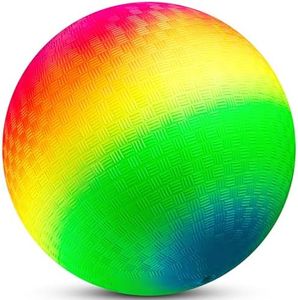 18 Inch Rubber Playground Balls for Kids - (2-Pack) Giant Ball Rainbow Inflatable Play Big Ball for Large Bouncy Balls, Kickballs Fun for Park, Indoor and Outdoor Games with Hand Pump