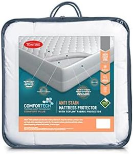 Tontine Comfortech Anti Stain Queen Bed Mattress Protector, Soft Microfibre, Teflon Fabric Protection, Waterproof Backing, 40cm Fitted Skirt, Machine Washable