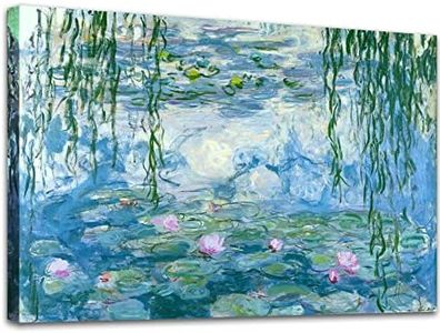 Large Water Lilies by Claude Monet Canvas Wall Art Famous Painting - Classic Canvas Art Wall Decor Picture Print with Framed for Home Office Wall Decor-24" x36"