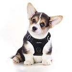 Funfox No Pull Dog Harness Small, Adjustable Dog Vest Harness for Easy Walking with Reflective Strips, Front Clip Easy Control Small Dog Black