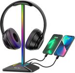 New bee Headphone Stand RGB Headset Holder with 1 USB-C Charging Port and 1 USB Charging Port, Headset Stand Gaming with 7 Light Modes Suitable for All Earphone Accessories