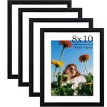 Black 8x10 Picture Frame Bulk, Multi Photo Frames Set, Collage Wall Decor,5x7 with Mat or 8x10 Without Mat, Photo Frame Set for Wall Gallery Decor, Hanging or Tabletop Display,4 Pack